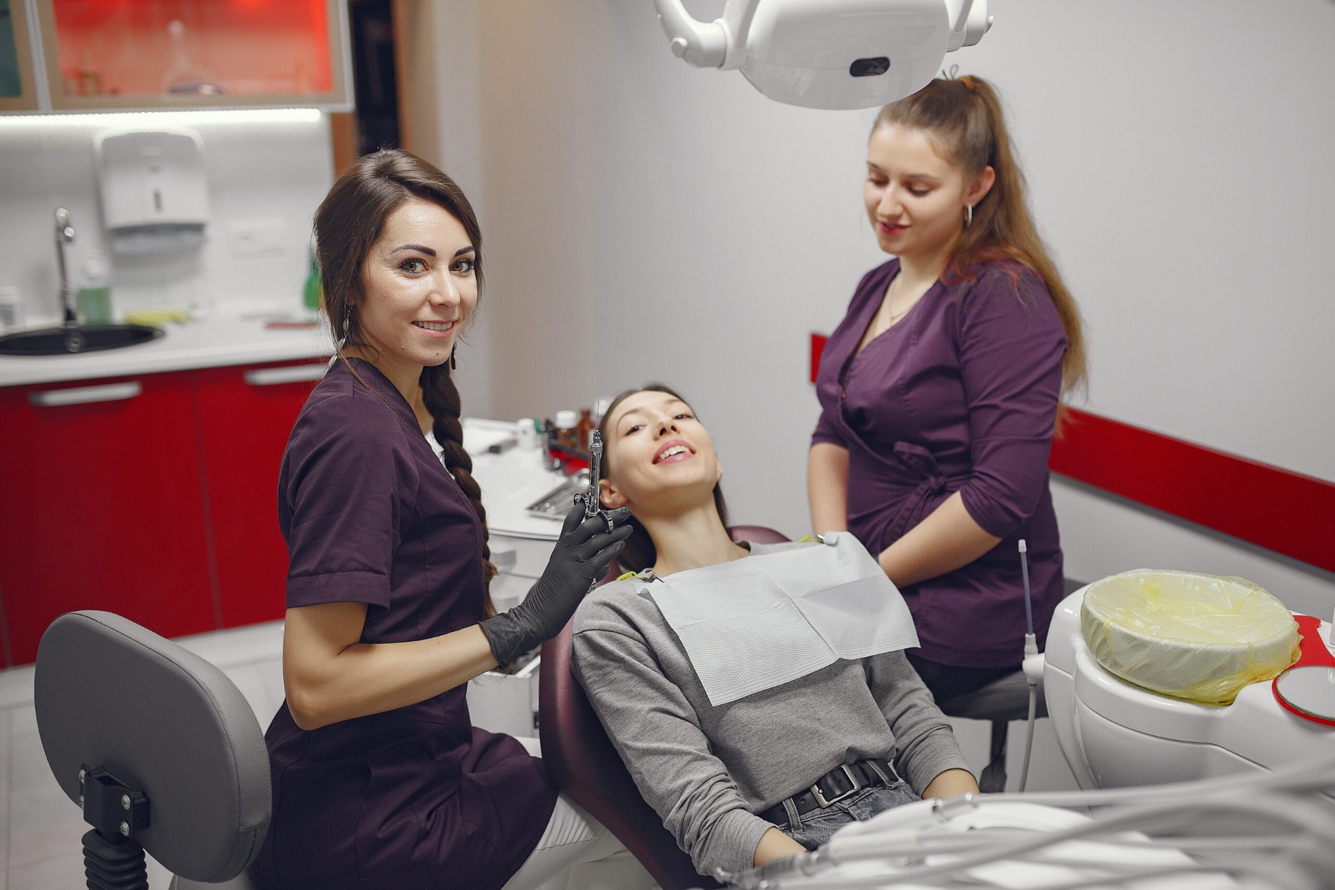 Dental practice team at work